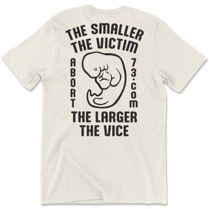 The Smaller the Victim, the Larger the Vice. Unisex T-Shirt