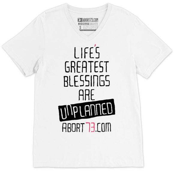Life’s Greatest Blessings Are Unplanned: Unisex V-Neck T-Shirt